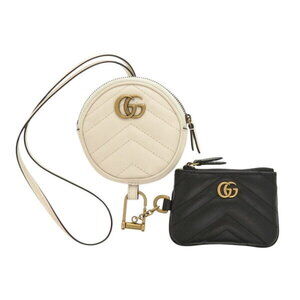 Gucci GG Marmont leather black white Coin Wallet